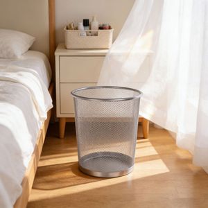 Metal Trash Can Cylindrical Lidless Round Indoor Waste <b>Bin</b> for Home Office Storage - Product Image 3