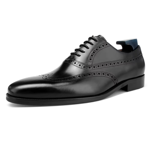 Chaussures de mariage pour hommes en cuir véritable, style italien haut de gamme, imperméables, à enfiler, Oxford, faites à la main, antidérapantes et amortissantes - Product Image 1