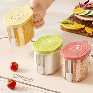 Spice <b>Jar</b> With Spoon Airtight Lid <b>Large</b> Capacity For Salt Pepper Powder Solid Seasonings Kitchen Condiment Container - Product Image 1