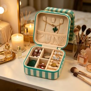 Luxury <b>Small</b> PU Pendant <b>Box</b> with Zipper Closure Square Shape Embossed Printing Custom Logo for Valentine's Day Jewelry <b>Storage</b> - Product Image 6