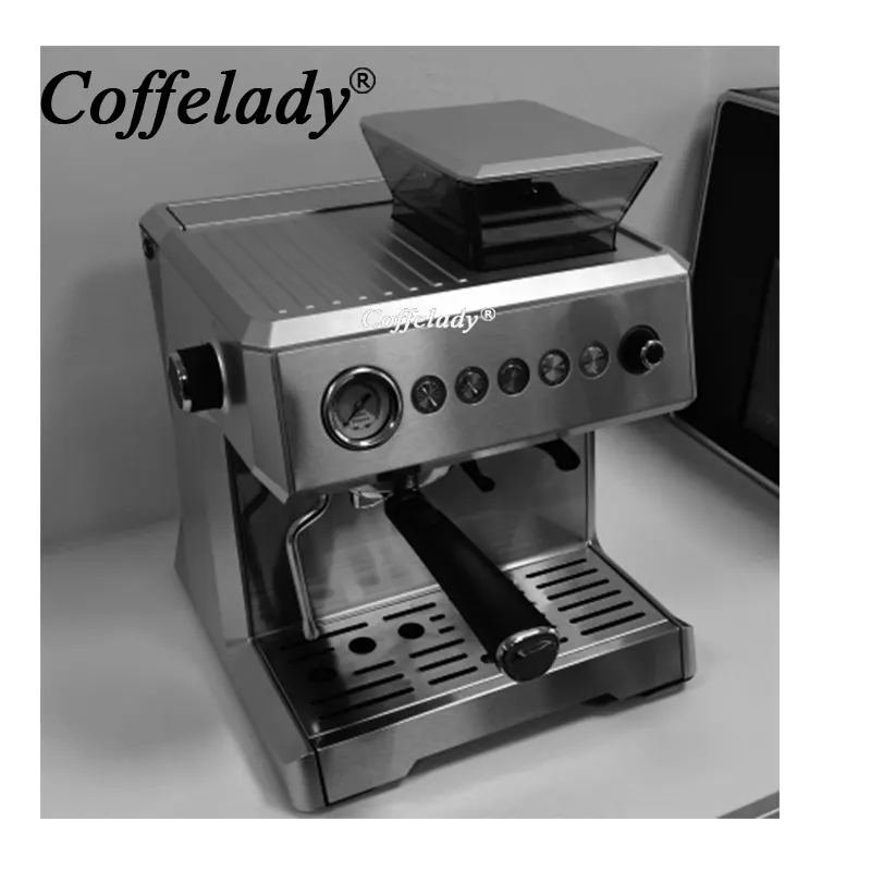 High pressure electric brew espresso coffee makers machine with grinder