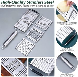 4 in 1 Multi-functional Grater Stainless Steel <b>Vegetable</b> Cabbage Slicer Grater Handheld 4 Adjustable Blades Sets Shredder Cutter - Product Image 4