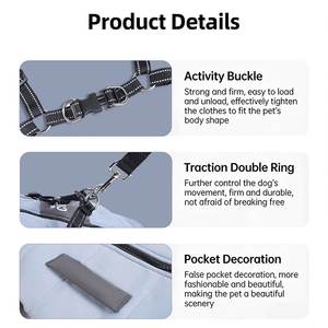 Chaqueta Impermeable y Cortavientos <span class=keywords><strong>para</strong></span> Perro, <span class=keywords><strong>Abrigo</strong></span> de Invierno <span class=keywords><strong>para</strong></span> Perro, Chaleco Cálido <span class=keywords><strong>para</strong></span> Mascotas, <span class=keywords><strong>Abrigo</strong></span> Ajustable <span class=keywords><strong>para</strong></span> la Nieve con Correa, Anillo en D y Detalles Reflectantes - Product Image 3