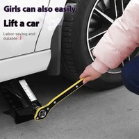 Llave de trinquete universal para gato de coche con mango de acero, accesorio de herramientas manuales domésticas de doble propósito, diseño de joystick que ahorra esfuerzo