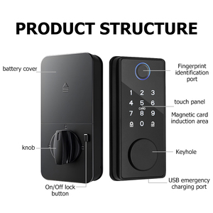 Kadonio nội bộ dân cư an toàn điện tử Vân tay khóa xi lanh bằng gỗ thông minh chốt cửa với núm cửa - Product Image 5