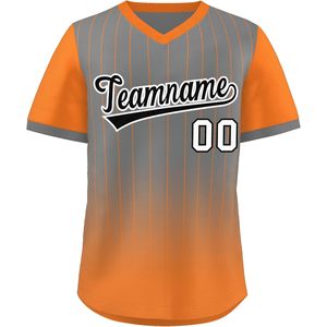 Maillot de baseball personnalisé à col en V, impression par sublimation, t-shirt de sport unisexe anti-humidité, nom et numéro personnalisés, coupe classique - Product Image 1