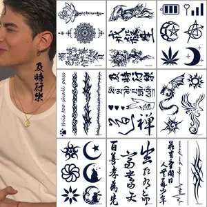 Custom Herbal Waterproof Temporary Men And Women Lasting Juice Arm Tattoo Black Gardenia Semi Permanent Chinese Tattoo Sticker