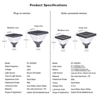 Lampe de jardin LED solaire et à piles IP65 12W/20W pour patio, terrasse, allée et passage