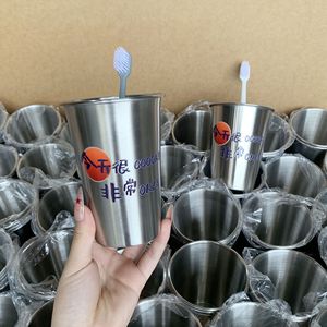 Vaso para Enjuague Bucal de Acero Inoxidable, Forma Recta, Portátil, para Viajes, Ecológico, Diseño de Color Sólido - Product Image 3