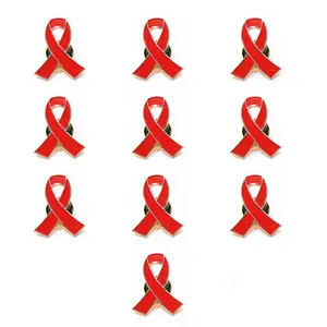 लड़ाई के खिलाफ एचआईवी एड्स जागरूकता धातु अंचल पिन हार्ड तामचीनी लाल रिबन अंचल पिन