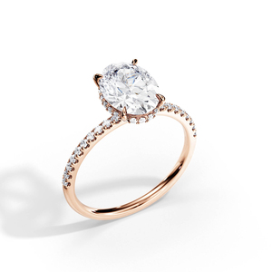 Anello MaiYi con Diamante Sintetico CVD da 3 Carati, Taglio Ovale, Halo Nascosto, Oro Rosa 14K, Anello di Fidanzamento, Anello Moissanite per Donne - Product Image 2