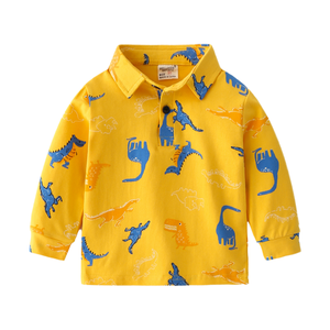 Polo imprimé dessin animé pour garçons, collection automne-printemps, 100 % coton tricoté, manches longues, logo frontal - Product Image 4