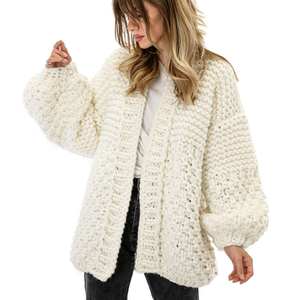 6 couleurs froid hiver lanterne manches Cardigan <span class=keywords><strong>femme</strong></span> <span class=keywords><strong>pull</strong></span> chaud manteau 2024 <span class=keywords><strong>fait</strong></span> à la <span class=keywords><strong>main</strong></span> épais tricoté <span class=keywords><strong>pull</strong></span> femmes - Product Image 4