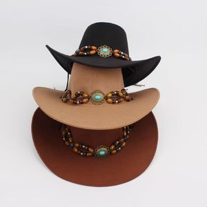 Nuevo Sombrero Vaquero con Emblema Vintage y Cuentas, Estilo Occidental, Ala Ancha, Elegante, para Viajes al Aire Libre, Fiestas, Negocios, Casual, Unisex, Cuatro Estaciones - Product Image 1