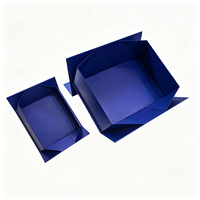 Boîte cadeau rigide magnétique pliable bleu marine en deux tailles pour emballage cadeau haut de gamme