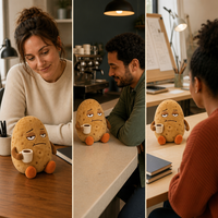Peluche Pomme de terre émotionnelle personnalisée OEM, jouet doux et amusant pour décoration de bureau, cadeau réconfortant avec support de conformité