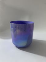 Bol chantant en cristal d'alchimie irisé bleu violet de 8 pouces, bol chantant en cristal de quartz pour la guérison sonore et l'équilibrage des chakras