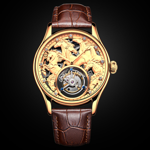 Drop Shipping Aesop 3D Horse Dial Real Tourbillon Men Watch Diamond <b>Scale</b> Skeleton Manual Movement <b>Mechanical</b> Sapphire Watches - Product Image 2
