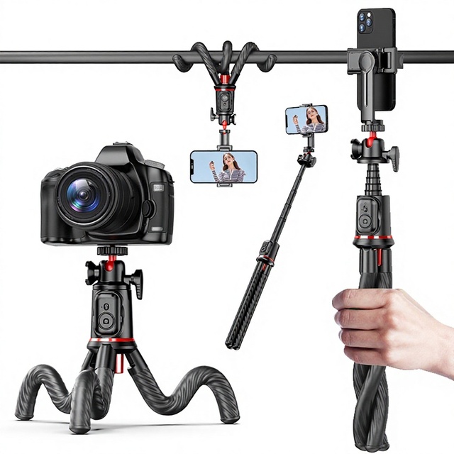 C03 Flexible Octopus Tripod Selfie Stick Wireless for 4.2 Mini Lightweight 360 Ball Head for Camera Phone Vlog Shooting