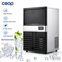 Machine à glaçons en cubes pour comptoir commercial, 60 kg/24h, haute productivité, 220V, acier inoxydable, pour petits cafés et magasins de boissons