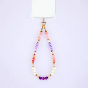 Fashionable and colorful DIY beads and jade mobile pendant phone chain, detachable