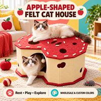 Maison pour chat en feutre en forme de pomme personnalisée, niche pour chat d'intérieur, lit pour animaux de compagnie, OEM ODM, vente en gros d'articles pour animaux de compagnie