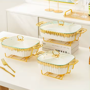Casseruola in <span class=keywords><strong>ceramica</strong></span> per posate per uso domestico a calore leggero Hotel a secco portabottiglie con candela rettangolare europa Party - Product Image 1