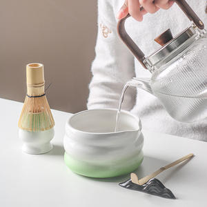Ensemble de thé matcha japonais Yubin en céramique résistant à la chaleur, quatre pièces, style Japandi, luxe <span class=keywords><strong>vintage</strong></span>, écologique, fouet, bol, support, café - Product Image 4