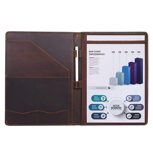 Organizador de cartera de cuero de grano completo A4 personalizado, Cartera de almohadilla legal para currículum de negocios para <span class=keywords><strong>documentos</strong></span> A4/Pad - Product Image 6