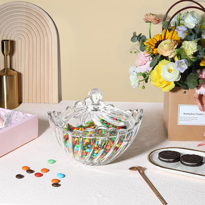 Recipiente Grande para Dulces <span class=keywords><strong>de</strong></span> Vidrio con Tapa, Recipiente Transparente para Dulces con Tapa <span class=keywords><strong>de</strong></span> Color Ámbar para el Hogar, la Cocina, la Oficina o la Mesa - Product Image 2