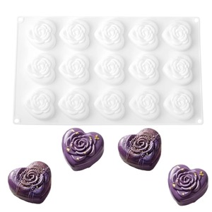 Moule à mousse en silicone alimentaire 15 cavités, motif cœur ou bourgeon de rose, pour la Saint-Valentin, outils de cuisine pour desserts - Product Image 5