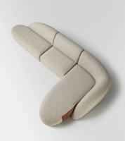 Canapé modulaire sectionnel trois places de luxe en crème française, design moderne et simple, tissu nuage droit, éponge de mouton, hôtel, villa, bois