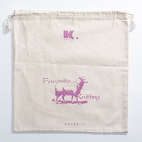 Pochette en toile naturelle écologique avec cordon de serrage, sac cadeau en toile de coton imprimé sur mesure pour accessoires de tricot