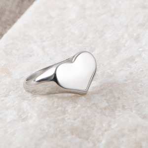 Heart Shape Mirror Finish <b>Titanium</b> Steel <b>Ring</b> Unisex Jewelry Gift SA083 - Product Image 1