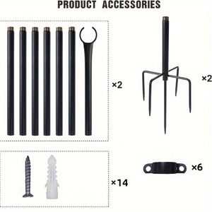 2er Pack verstellbare Outdoor-Metallschnur-Lichtmasten Beleuchtungs ständer zum Aufhängen von LED-Leuchten für Außen-, Hinterhof zubehör, Garten - Product Image 4