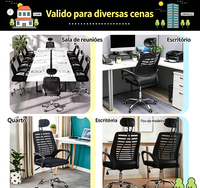 Chaise de bureau ergonomique brésilienne avec réglage en hauteur, design moderne en maille, soutien lombaire - pour usage domestique, chaise de direction en plastique