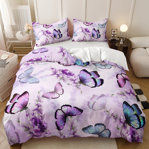 <span class=keywords><strong>Copripiumino</strong></span> con Motivo a Farfalle <span class=keywords><strong>Blu</strong></span> e Fiori, Set di Biancheria da Letto con Stampa 3D, <span class=keywords><strong>Copripiumino</strong></span> Personalizzato all'Ingrosso - Product Image 5