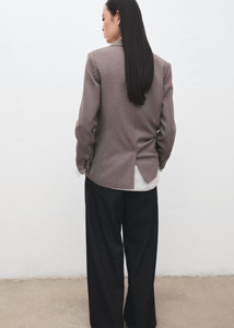 Blazer croisé en tissu écossais anti-plis, micro-veste - Product Image 4