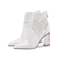 Bottes d'été pour femmes à talons aiguilles en maille à bout pointu avec motif floral, fermeture auto-agrippante, talons très hauts, légères et antidérapantes