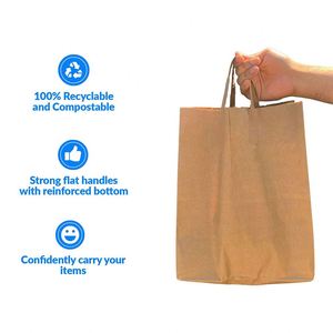 Paper Grocery <b>Bags</b> with Handles <b>Larges</b> Paper Grocery Shopping Heavy Duty Takeouts to Go Retail Kraft Reusable Paper <b>Bags</b> - Product Image 4