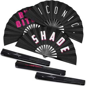 พัดลายดอกบายด้ามไม้ไผ่ขนาดใหญ่พับได้พัดมือสำหรับผู้หญิงผู้ชายเทศกาลปาร์ตี้คริสต์มาส - Product Image 4