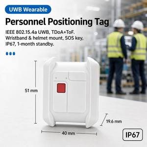 Etiqueta de Posicionamiento Personal UWB, Resistente al Agua (IP67), con TDoA, ToF, SOS y Detección de Caídas, para la Seguridad de Trabajadores en Prisiones y Fábricas - Product Image 1