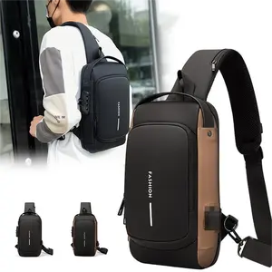 Hot Selling Custom Waterproof Anti Theft Designer Chest Bag USB Crossbody Sling Bags For Men Single Shoulder Messenger Bag
