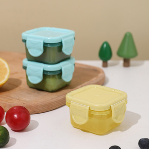 <b>Mini</b> Baby Food <b>Storage</b> <b>Box</b> Square Clip-On Lids Airtight Travel Size Yellow Pink Blue Green - Product Image 3