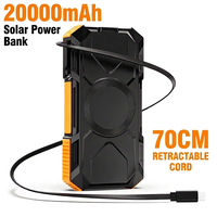 2026 Nouveau produit 20000mAh Câble extensible intégré Banque d'énergie solaire 15W Chargeur solaire sans fil portable avec ports USB C PD20W