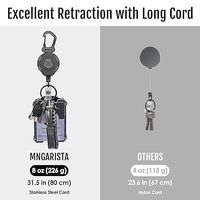 Le cordon de bobine rétractable étend plus confortablement la bobine d'identification tactique de cordon en acier pour le porte-Badge de mousqueton accessoires de sac de bricolage