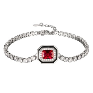 Wholesale Toderi Jewelry Eco-friendly <b>Copper</b> 6*8MM Multicolor Zircon Square Chain Bracelet Femme for Elegant Daily Wear - Product Image 1