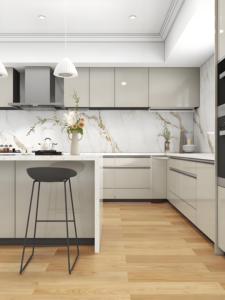 ตู้เมลามีนเนื้อเทาสำหรับห้องครัวเฟอร์นิเจอร์ครัวดีไซน์แบบกำหนดเอง - Product Image 5