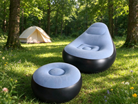 Chaise longue gonflable en PVC, style moderne minimaliste, pliable, avec repose-pieds, siège portable pour l'extérieur