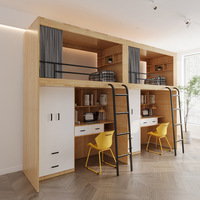 Lit superposé en métal au design moderne Meida, lit souple pour étudiants, appartement, maison d'hôtes, employés, auberge de jeunesse, dortoir avec bureau